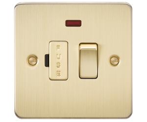 Knightsbridge FP6300NBB Flat Plate 13A Switched Fused Spur Unit + Neon - Brushed Brass