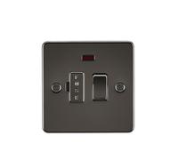 Knightsbridge FP6300NGM FPAV6300NGM Flat Plate 13A Switched Fused Spur Unit with Neon-Gunmetal, Gun Metal