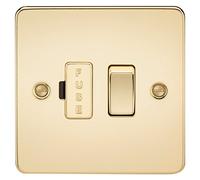 Knightsbridge Flat Plate 13A switched fused spur unit - polished brass - FP6300PB