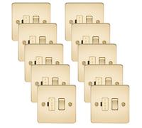 Knightsbridge FP6300PBx10 Flat Plate 13A Switched Fused Spur Unit - Polished Brass (10 Pack)