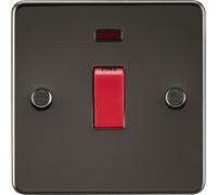 Knightsbridge FP8331NGM Flat Plate 45A 1G DP Switch + Neon - Gunmetal