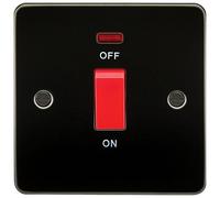 KnightsBridge Flat Plate 45A 1G DP switch with neon - gunmetal