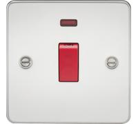 Knightsbridge FP8331NPC Flat Plate 45A 1G DP Switch + Neon - Polished Chrome