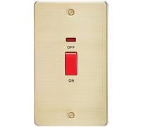 Knightsbridge FP8332NBB Brushed Brass FPAV8332NBB Flat Plate 45A 2G Dp Switch with Neon, 230 V