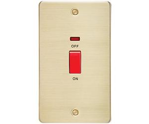 Knightsbridge FP8332NBB Brushed Brass FPAV8332NBB Flat Plate 45A 2G Dp Switch with Neon, 230 V