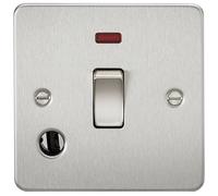 Knightsbridge FP8341FBC FPAV8341FBC Flat Plate 20A 1G Dp Switch with Neon & Flex Outlet-Brushed Chrome