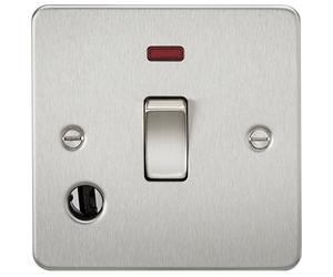 Knightsbridge FP8341FBC FPAV8341FBC Flat Plate 20A 1G Dp Switch with Neon & Flex Outlet-Brushed Chrome
