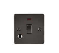 Knightsbridge FP8341FGM Flat Plate 20A 1G DP Switch + Neon & Flex Outlet - Gunmetal