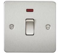 KnightsBridge Flat Plate 20A 1G DP switch with neon - brushed chrome