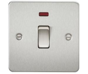 Knightsbridge FP8341NBC Flat Plate 20A 1G DP Switch + Neon - Brushed Chrome