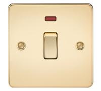 Knightsbridge FPAV8341NPB Flat Plate 20A 1G Dp Switch with Neon-Polished Brass, 230 V