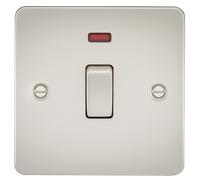 Knightsbridge FP8341NPL Flat Plate 20A 1G DP Switch + Neon - Pearl