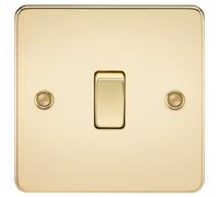 Knightsbridge Flat Plate 20A 1G DP switch - polished brass - FP8341PB