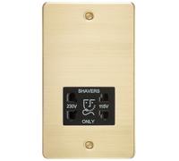 Knightsbridge FP8900BB Flat Plate 115/230V Dual Voltage Shaver - Brushed Brass + Black Insert