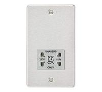 Knightsbridge FP8900BCG Flat Plate 115/230V Dual Voltage Shaver - Brushed Chrome + Grey Insert
