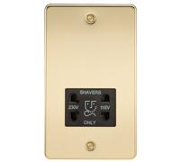 Knightsbridge FP8900PB Flat Plate 115/230V Dual Voltage Shaver - Polished Brass + Black Insert