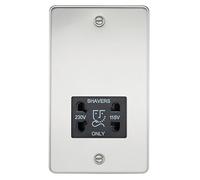 Knightsbridge FP8900PC FP8900 FPAV8900PC Flat Plate 115V/230V Dual Voltage Shaver Socket-Polished Chrome, 230 V, Black Insert