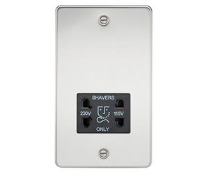 Knightsbridge FP8900PC FP8900 FPAV8900PC Flat Plate 115V/230V Dual Voltage Shaver Socket-Polished Chrome with Black Insert, 230 V