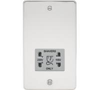 Knightsbridge FP8900PCG Flat Plate 115/230V Dual Voltage Shaver - Polished Chrome + Grey Insert