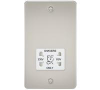 Knightsbridge FP8900PLW FP8900 FPAV8900PLW Flat Plate 115V/230V Dual Voltage Shaver Socket-Pearl, 230 V, White Insert