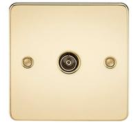 Knightsbridge FP0100PB Flat Plate 1G TV Outlet (Non-Isolated) - Polished Brass