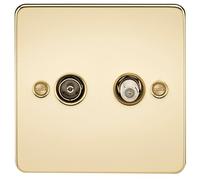 Knightsbridge FP0140PB Flat Plate TV & SAT TV Outlet (Isolated) - Polished Brass