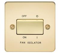 Knightsbridge FPAV1100PB Flat Plate 10A 3 Pole Fan Isolator Switch-Polished Brass, 230 V