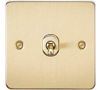 Knightsbridge FPAV12TOGBB Flat Plate 10A 1G Intermediate Toggle Switch-Brushed Brass, 230 V
