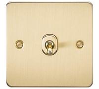 Knightsbridge FP1TOGBB Brushed Brass FPAV1TOGBB Flat Plate 10A 1G 2 Way Toggle Switch
