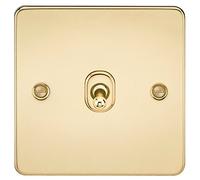 Knightsbridge FPAV1TOGPB 10 A 1G 2-Way Toggle Switch with Flat Plate - Polished Brass