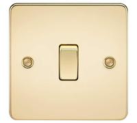 Knightsbridge FPAV2000PB 10 A 1G 2-Way Switch with Flat Plate - Polished Brass