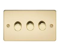 Knightsbridge FPAV2163PB Flat Plate 3G 2 Way Dimmer 60-400W-Polished, Polished Brass