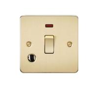 Knightsbridge FPAV8341FBB Flat Plate 20A 1G Dp Switch with Neon & Flex Outlet-Brushed Brass