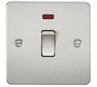 Knightsbridge FPAV8341NBC 20 A 1-Gang Flat Plate DP Switch with Neon Light - Brushed Chrome