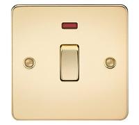 Knightsbridge FPAV8341NPB Flat Plate 20A 1G Dp Switch with Neon-Polished Brass, 230 V