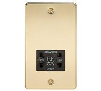 Knightsbridge FPAV8900PB 115/230 V Flat Plate Dual Voltage Shaver Socket with Black Insert - Polished Brass by Knightsbridge