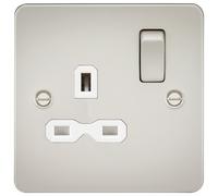 Knightsbridge FP7000PLW FPR7000 Flat Plate 13 A 1G DP Switched Socket, 230 V, Pearl