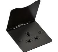 Knightsbridge FPR7UMB Flat Plate 13A 1G Unswitched Floor Socket - Matt Black