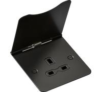 Knightsbridge FPR7UMB Flat Plate 13A 1G Unswitched Floor Socket - Matt Black