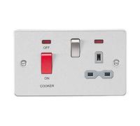 Knightsbridge FPR8333NBCG Flat Plate Dp Switched Socket with Neon, Silver