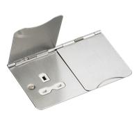 Knightsbridge FPR9UBCW 13A 2G unswitched floor socket - brushed chrome with white insert