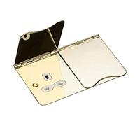 KnightsBridge 2G Unswitched Flat Plate Floor Socket - Polished Brass, White Insert