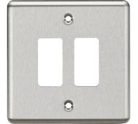 Knightsbridge Gdcl2Bc 2G Grid Faceplate - Rounded Edge Brushed Chrome