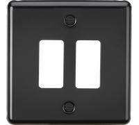 Knightsbridge GDCL2MB Rounded Edge 2G Grid Faceplate - Matt Black