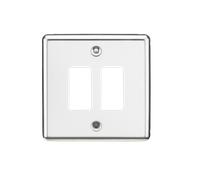 Knightsbridge GDCL2PC Rounded Edge 2G Grid Faceplate - Polished Chrome
