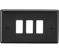 Knightsbridge GDCL3MB Rounded Edge 3G Grid Faceplate - Matt Black