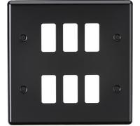 Knightsbridge GDCL6MB Rounded Edge 6G Grid Faceplate - Matt Black