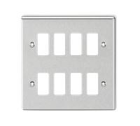 Knightsbridge GDCL8BC Rounded Edge 8G Grid Faceplate - Brushed Chrome