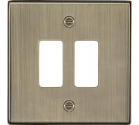 Knightsbridge GDCS2AB Square Edge 2G Grid Faceplate - Antique Brass