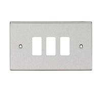 Knightsbridge GDCS3BC 3G Grid Faceplate, Square Edge, Brushed Chrome